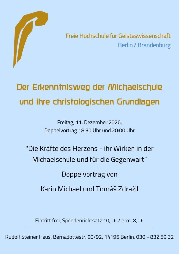 Plakat zur Veranstaltung „Die Kräfte des Herzens – ihr Wirken in der Michaelschule und für die Gegenwart“