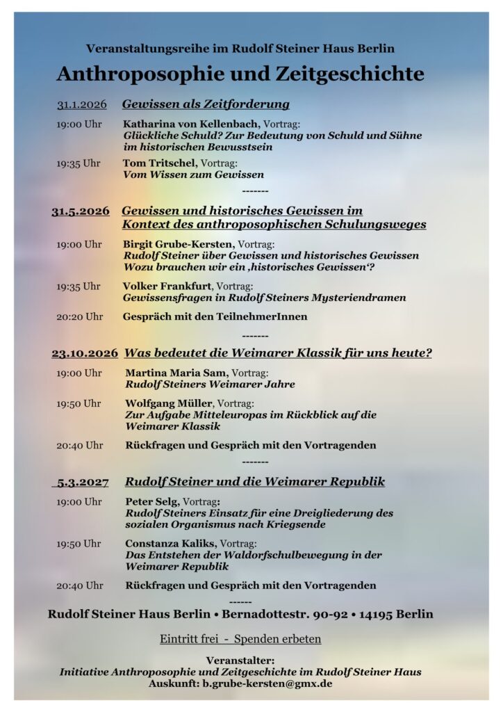 Plakat zur Veranstaltung „Rudolf Steiner und die Weimarer Republik“
