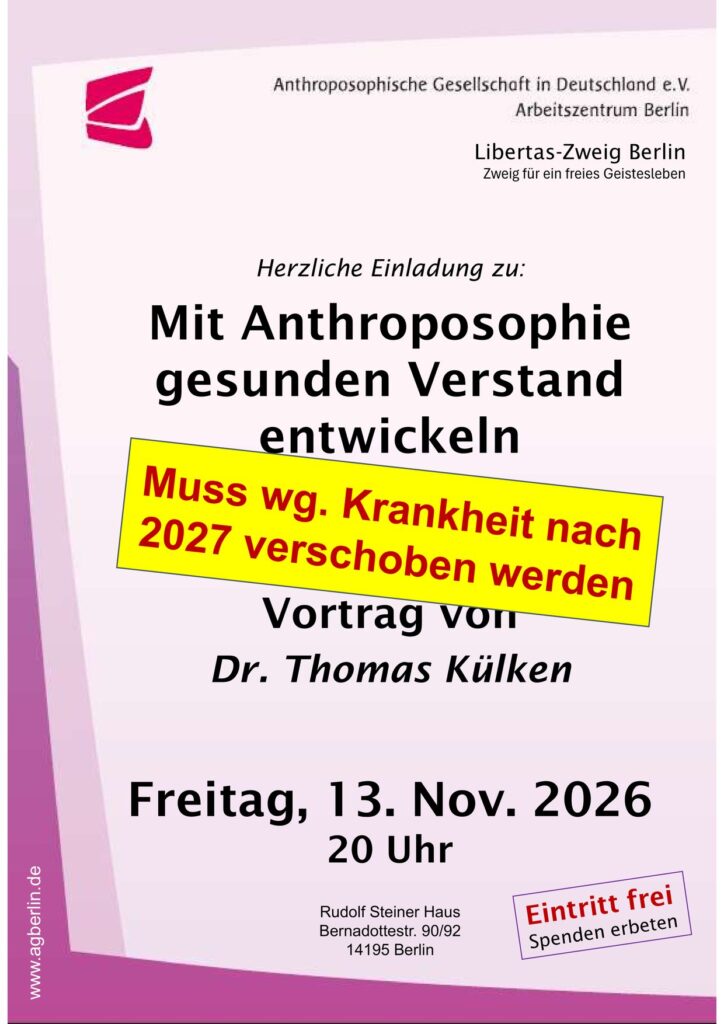 Plakat zur Veranstaltung „Mit Anthroposophie gesunden Verstand entwickeln“