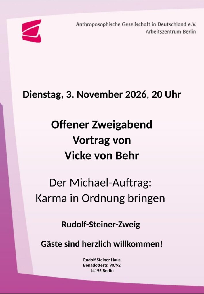 Plakat zur Veranstaltung „Der Michael-Auftrag: Karma in Ordnung bringen“