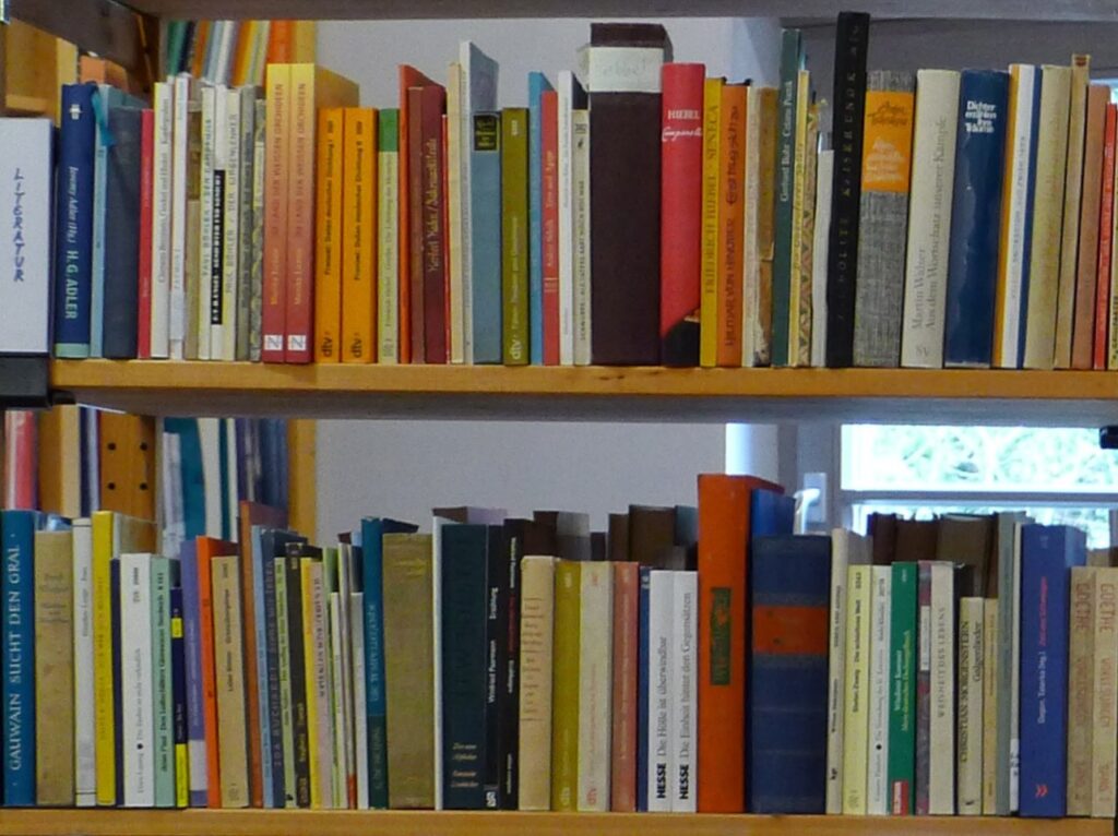 Ein Bücherregal der Bibliothek